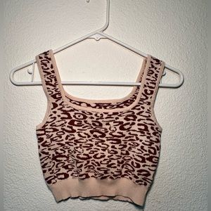 Cheetah Print Cropped Tank Top